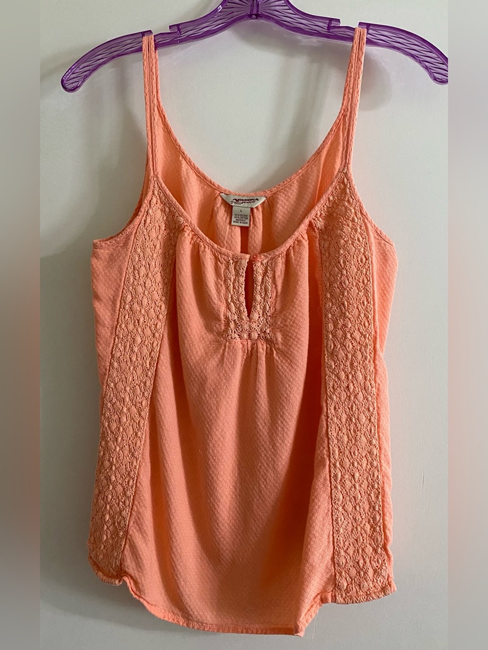 Arizona Jean Company Peach Lace-Panel Camisole